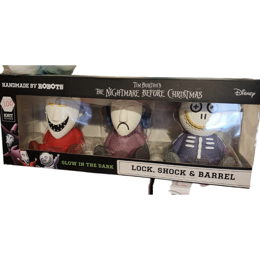 HANDMADE BY ROBOTS Nightmare Before Christmas LOCK, SHOCK & BARREL Glows in Dark